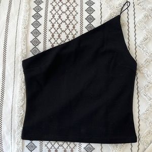 Black one shoulder crop top